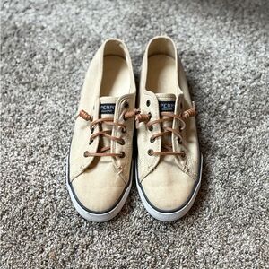 Sperry too sider Beige Canvas Shoes with Brown Laces